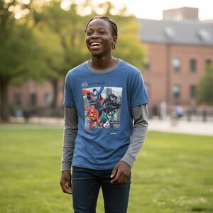 Justice League Shirt Boys Cotton Crewneck Long Sleeve Pullover Super Hero Large